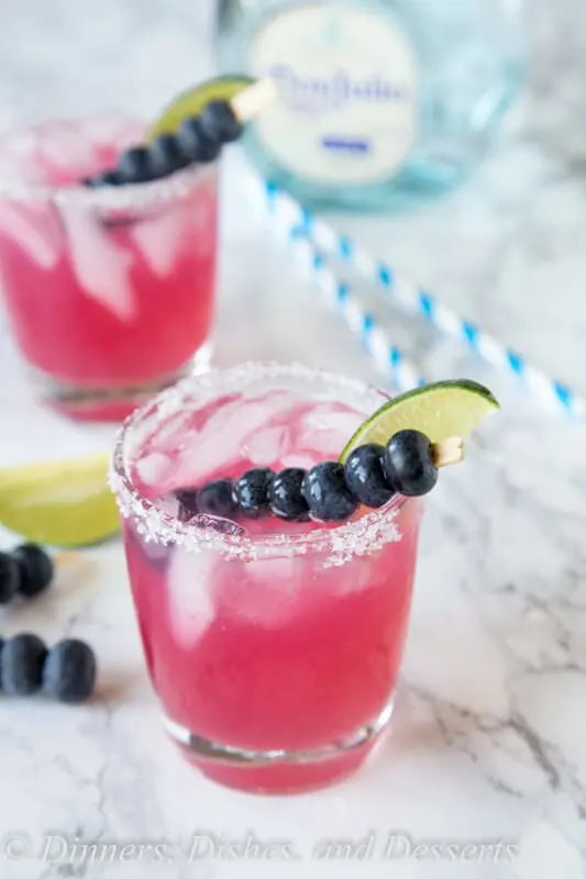 Blueberry Margaritas - fresh blueberries and mint make for a refreshing a delicious margarita. So easy to make, and such a great color!