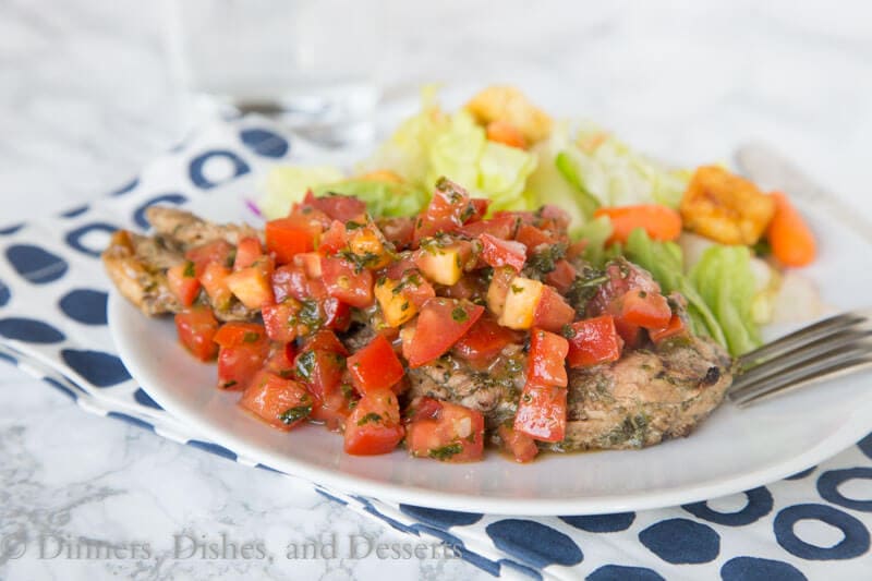 bruschetta chicken on a plate