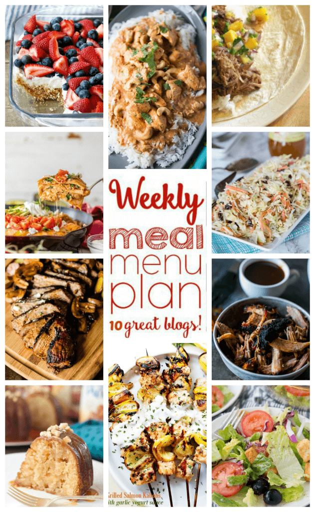 Weekly Meal Plan Week 54 – 10 great bloggers bringing you a full week of recipes including dinner, sides dishes, and desserts!