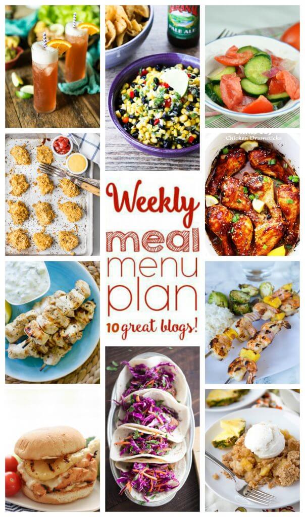 Weekly Meal Plan Week 55 – 10 great bloggers bringing you a full week of recipes including dinner, sides dishes, and desserts!