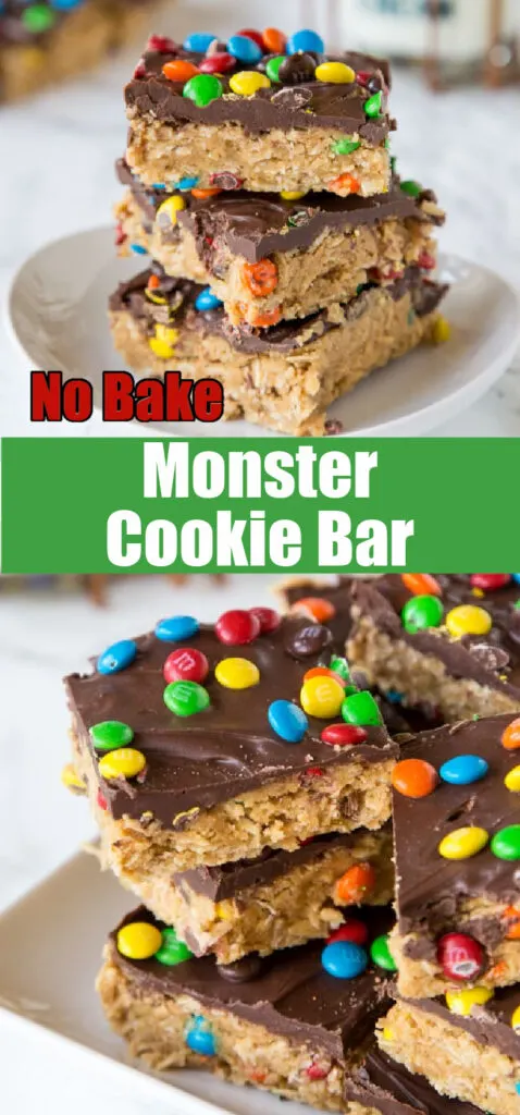 up close stack of monster cookie bars