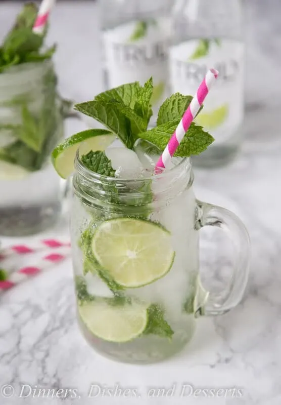 Skinny Mojitos - enjoy all the flavors of a classic mint mojito, in an easy and just a little bit healthier version. With just a couple ingredients you can whip them up in a minute!