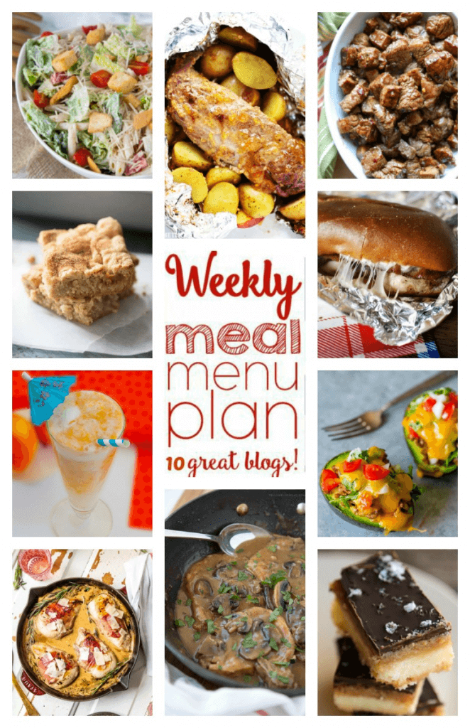 Weekly Meal Plan Week 59 – 10 great bloggers bringing you a full week of recipes including dinner, sides dishes, and desserts!