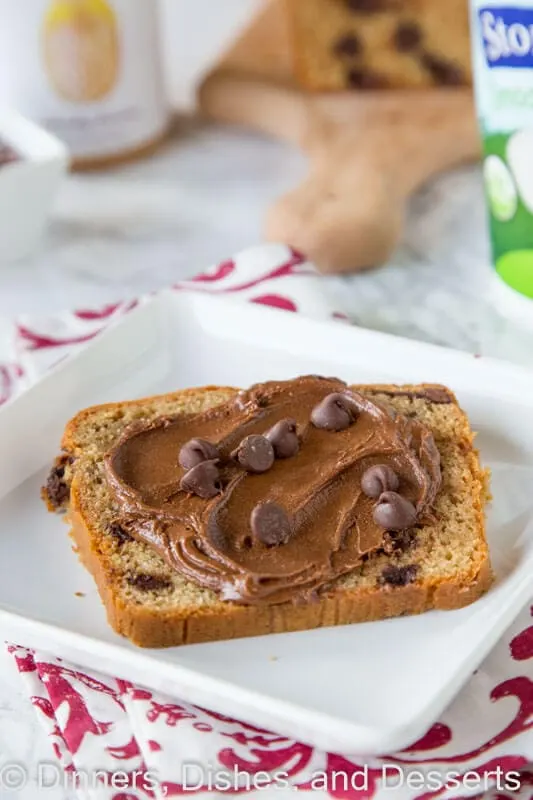 peanut butter chocolate chip bread on a plate