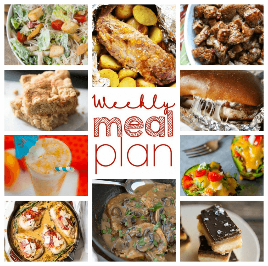 Weekly Meal Plan Week 59 – 10 great bloggers bringing you a full week of recipes including dinner, sides dishes, and desserts!