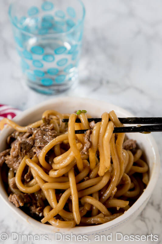 Garlic beef noodle in a bowl