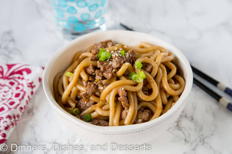 Garlic beef noodle in a bowl