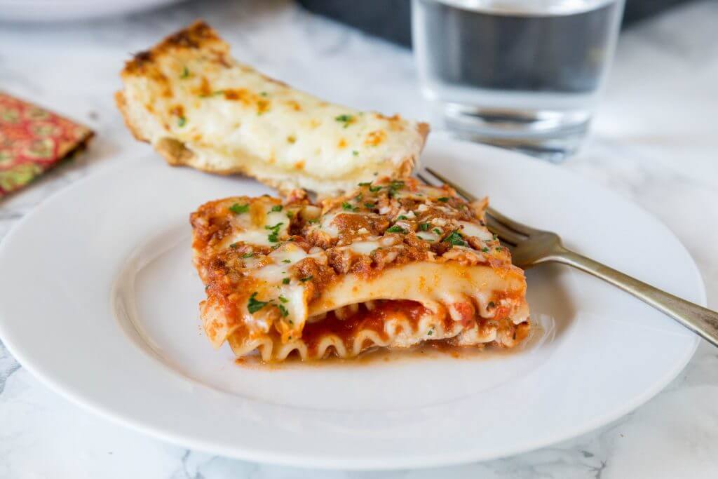 Micheal Angelo\'s lasagna on a plate