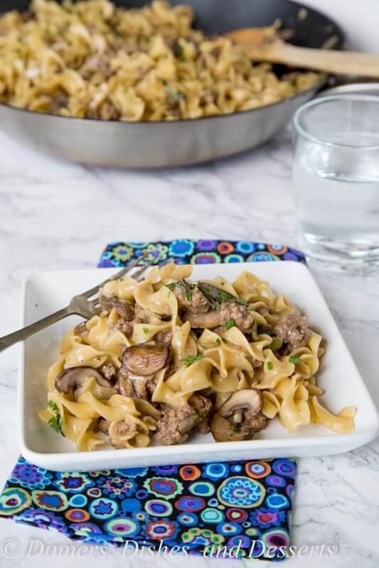One Pot Beef Stroganoff - all the flavors of beef stroganoff in a quick and easy dinner. Much more budget friendly than the original!