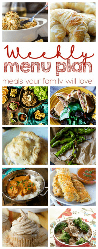 Weekly Meal Plan Week 64 – 10 great bloggers bringing you a full week of recipes including dinner, sides dishes, and desserts!