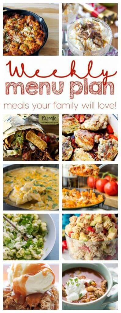 Weekly Meal Plan Week 63 – 10 great bloggers bringing you a full week of recipes including dinner, sides dishes, and desserts!