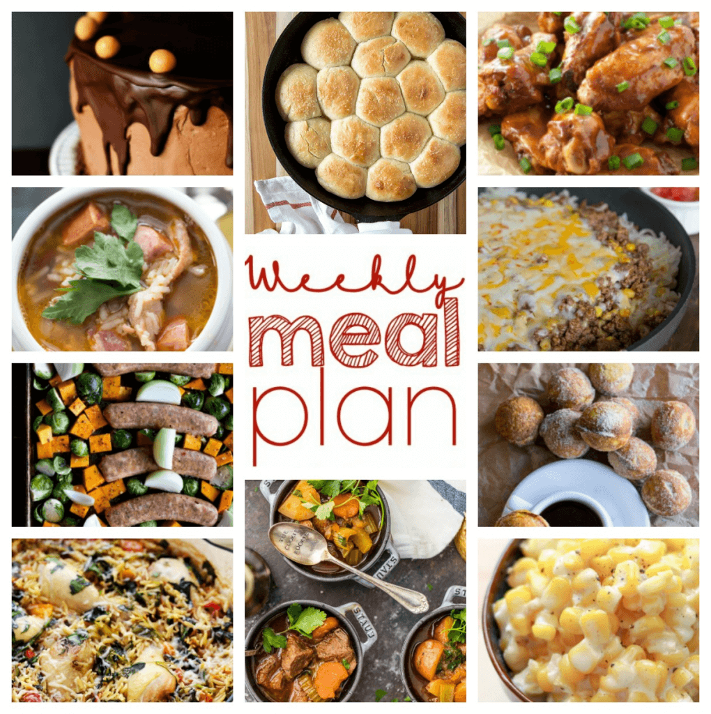 Weekly Meal Plan Week 65 – 10 great bloggers bringing you a full week of recipes including dinner, sides dishes, and desserts!