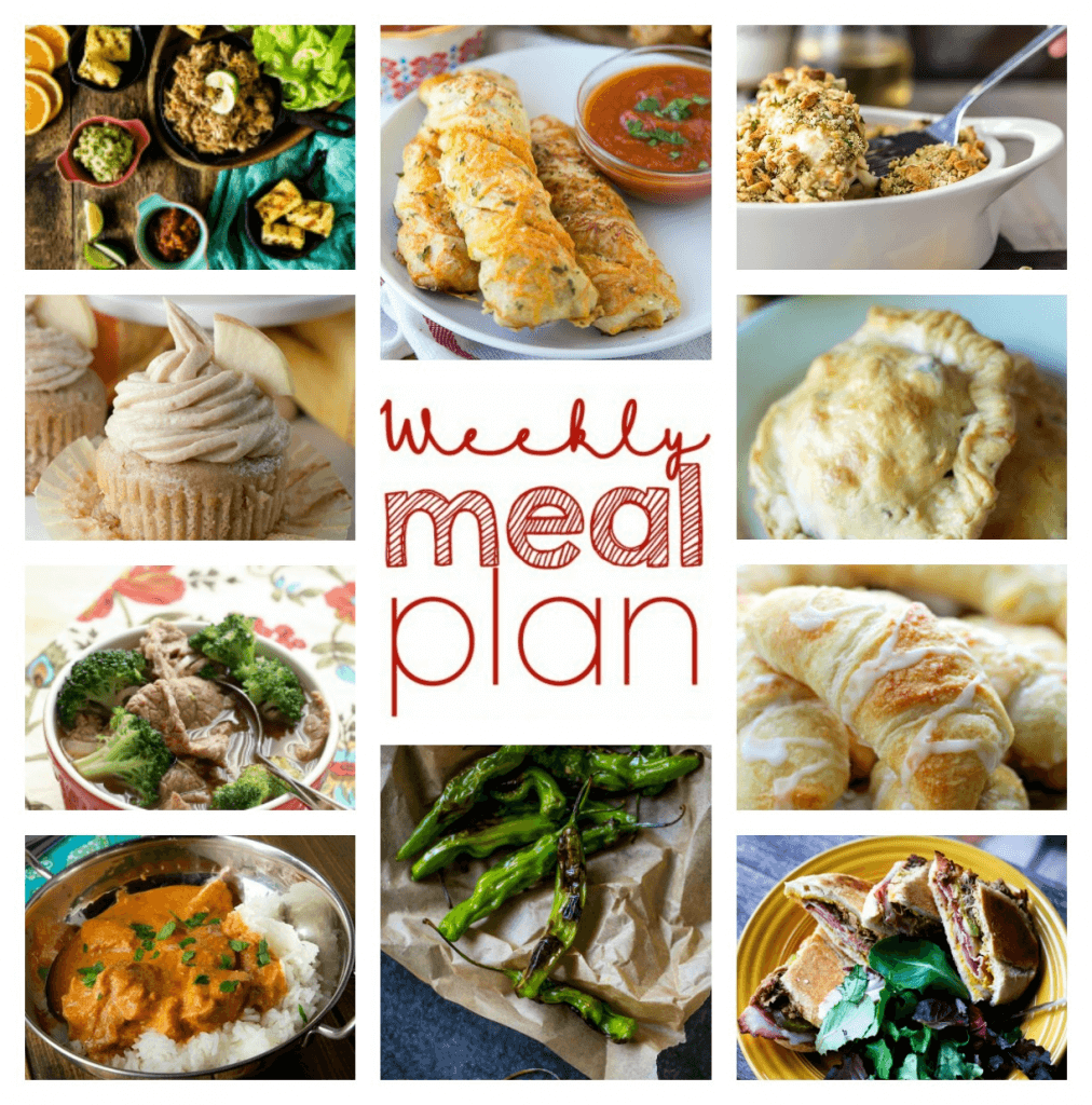 Weekly Meal Plan Week 64 – 10 great bloggers bringing you a full week of recipes including dinner, sides dishes, and desserts!