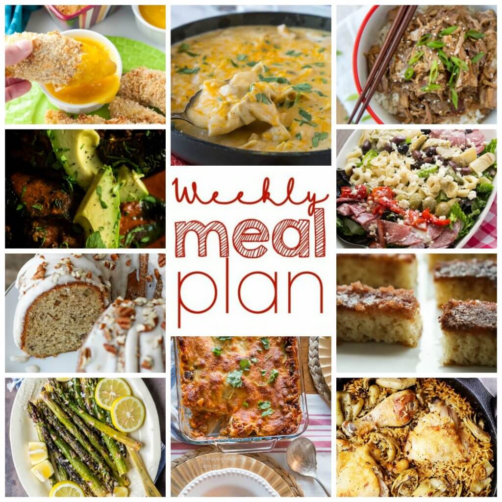Weekly Meal Plan Week 66 – 10 great bloggers bringing you a full week of recipes including dinner, sides dishes, and desserts!