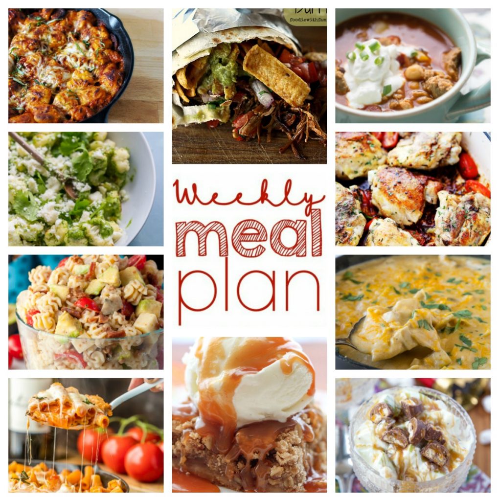 Weekly Meal Plan Week 63 – 10 great bloggers bringing you a full week of recipes including dinner, sides dishes, and desserts!