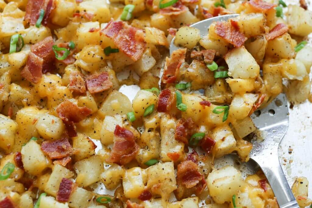 Crispy Cheese & Bacon Potatoes {Barefeet in the Kitchen}