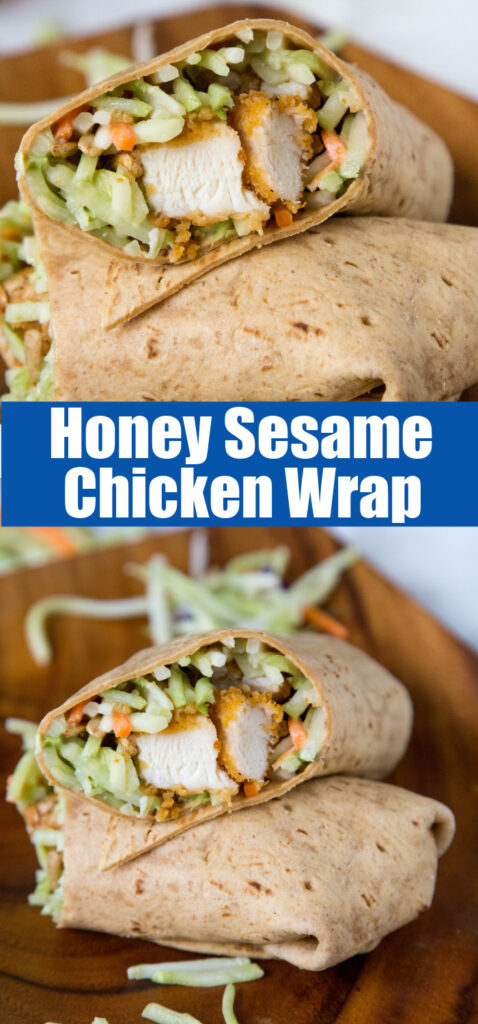 honey sesame chicken wraps close up