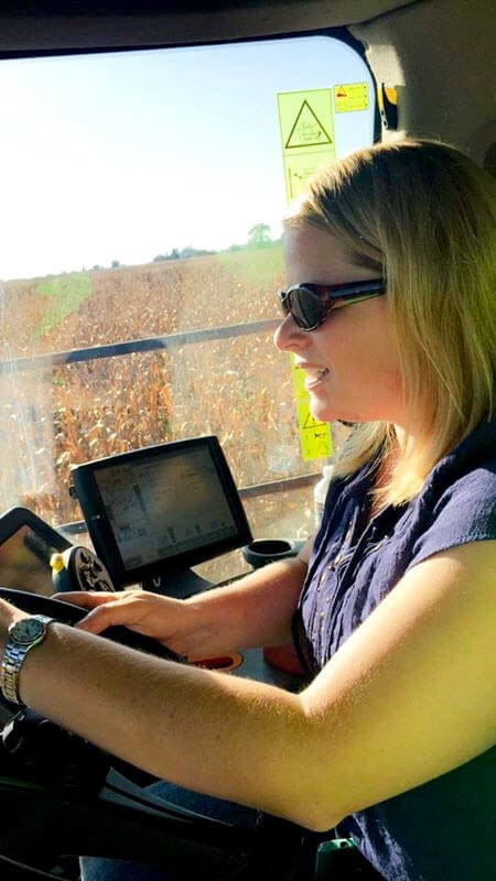 Driving a combine, harvesting corn!