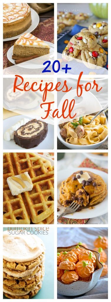 20 Fall Recipes - a round up of 20 recipes that are great for fall! Everything from breakfast to main dishes to desserts!