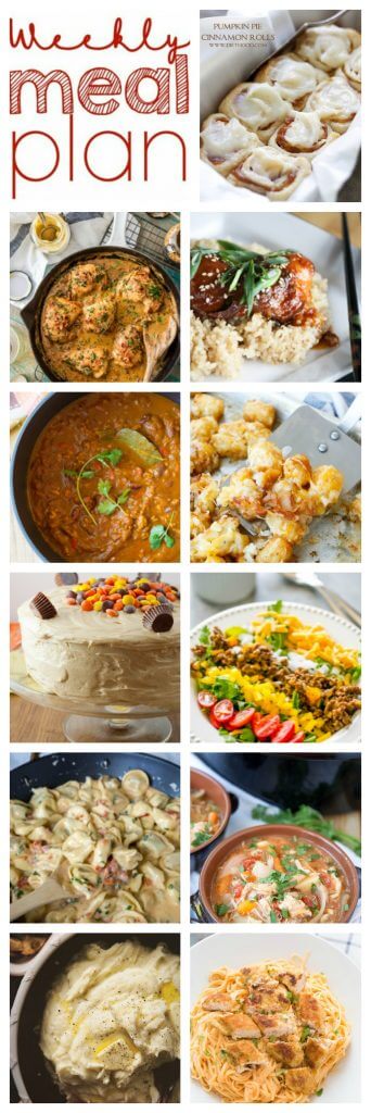Weekly Meal Plan Week 69 – 11 great bloggers bringing you a full week of recipes including dinner, sides dishes, and desserts!