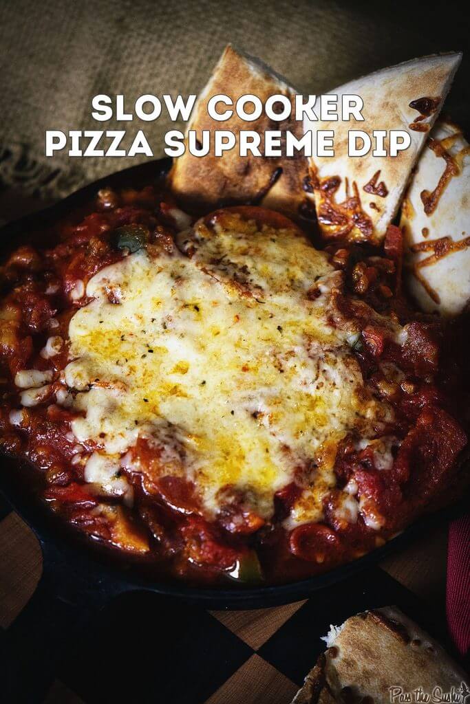 Slow Cooker Pizza Supreme Dip {Girl Carnivore}