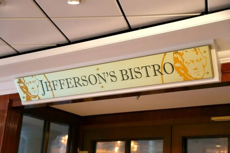 Dining Guide Pride of America - Jefferson's Bistro