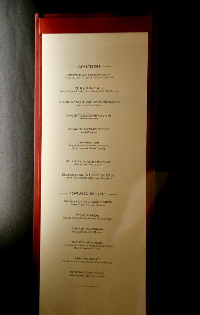 Dining Guide Pride of America - Main Dining Room Menu