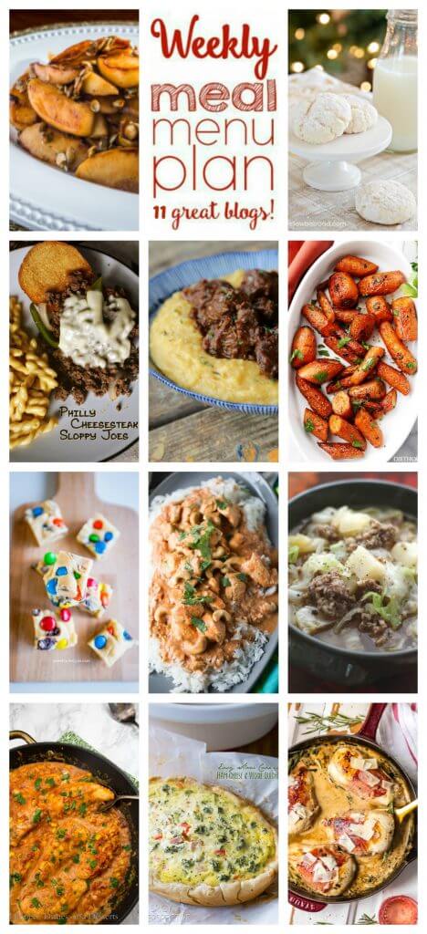 Weekly Meal Plan Week 73 – 11 great bloggers bringing you a full week of recipes including dinner, sides dishes, and desserts!