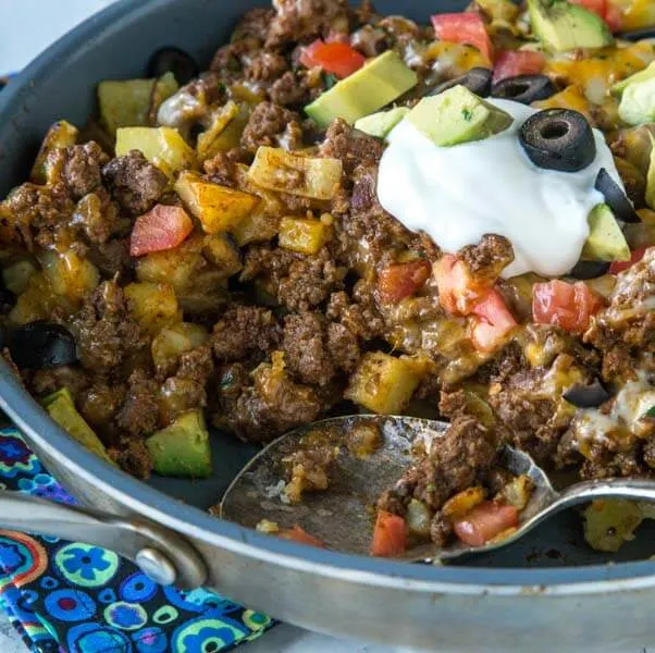 mexican skillet potatoes in a pan