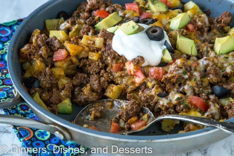 mexican skillet potatoes in a pan