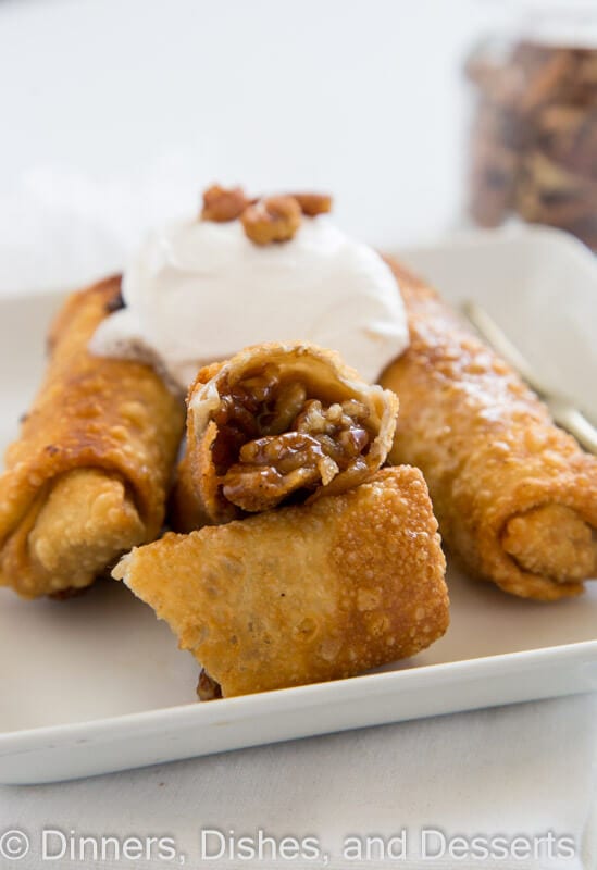 pecan pie eggrolls on a plate