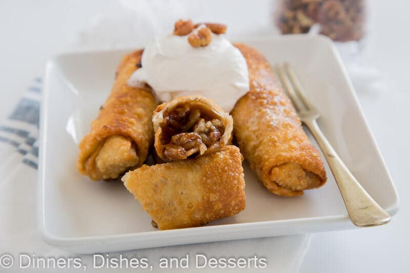 pecan pie eggrolls on a plate