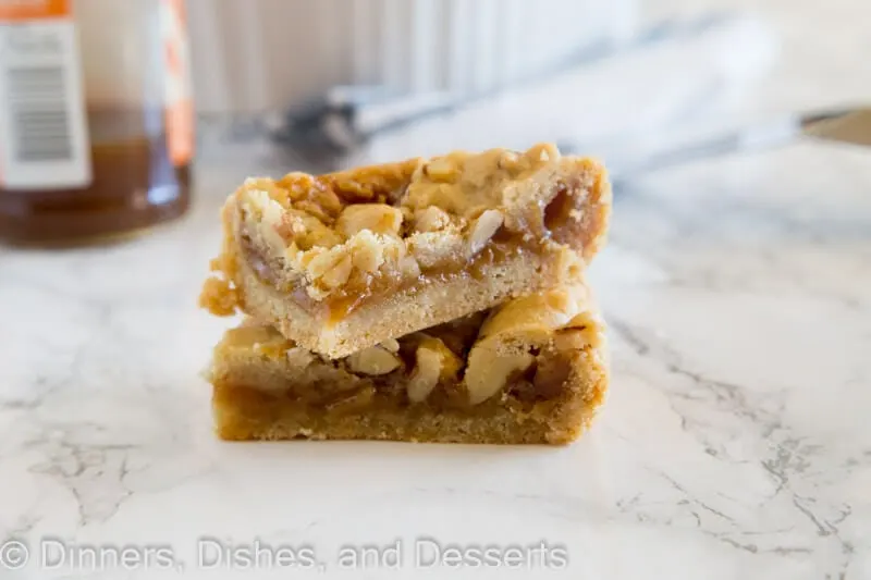 salted caramel crumble bars on a plate