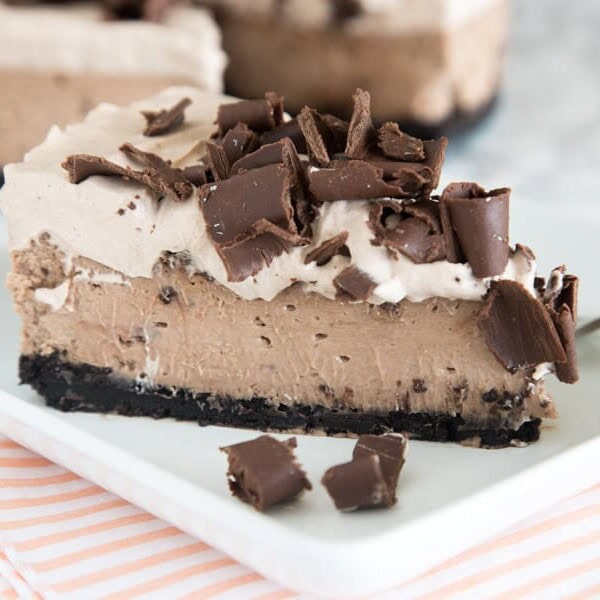 Baileys chocolate cheesecake on a plate