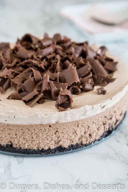 Baileys chocolate cheesecake in a pan