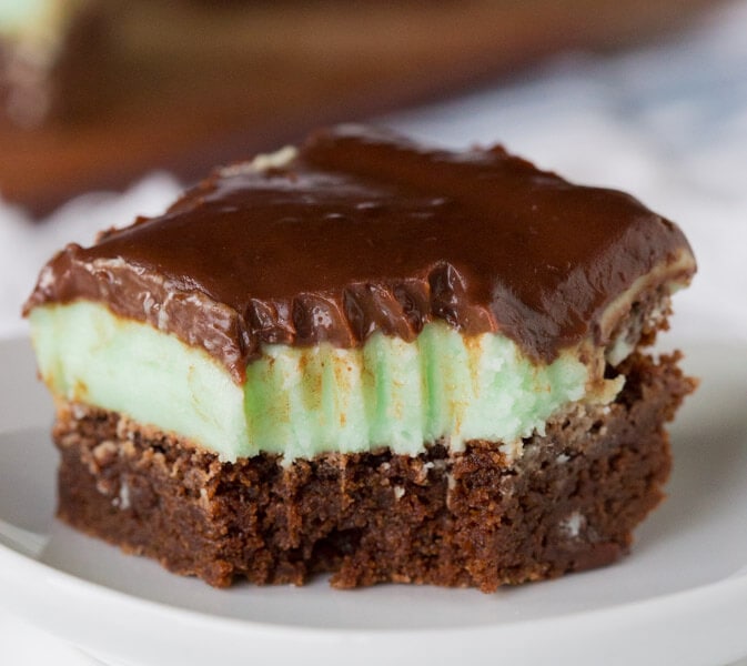 grasshopper brownie on a plate