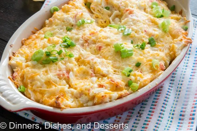 hot crab dip in a dish