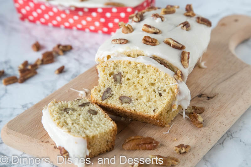 maple pecan loaf on a board