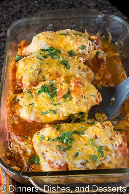 A dish with Southwest baked chicken
