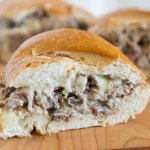Beef Stroganoff Stuffed bread on a board