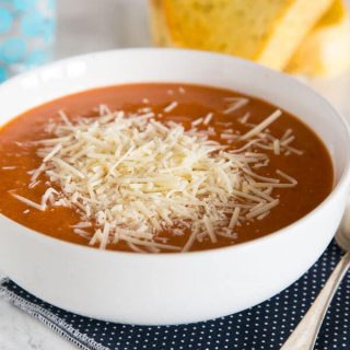 Creamy Tomato Soup - super easy tomato soup recipe you can make in the crock pot or on the stove top. Great for a quick dinner or lunch.