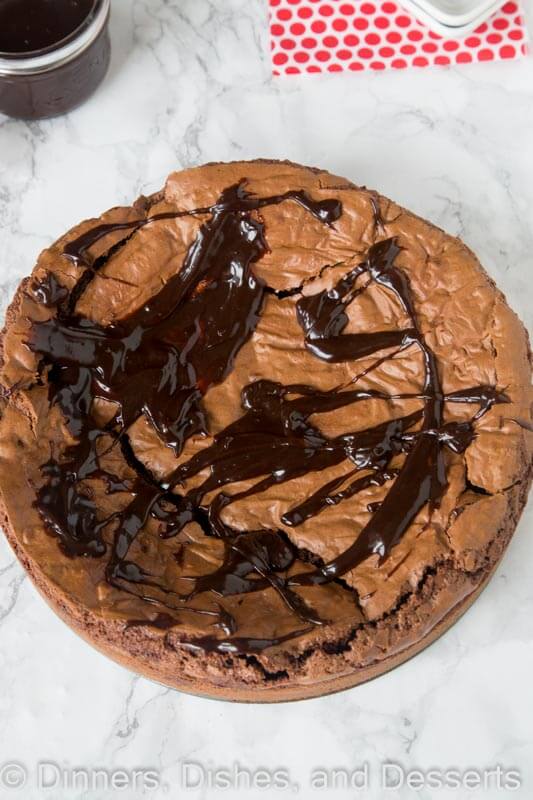Gooey brownie pie in a pan