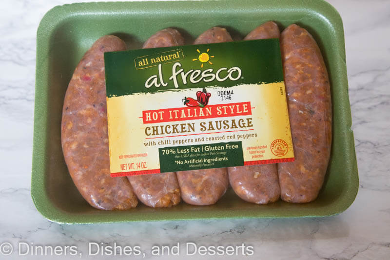 al fresco hot italian style chicken sausage in the package