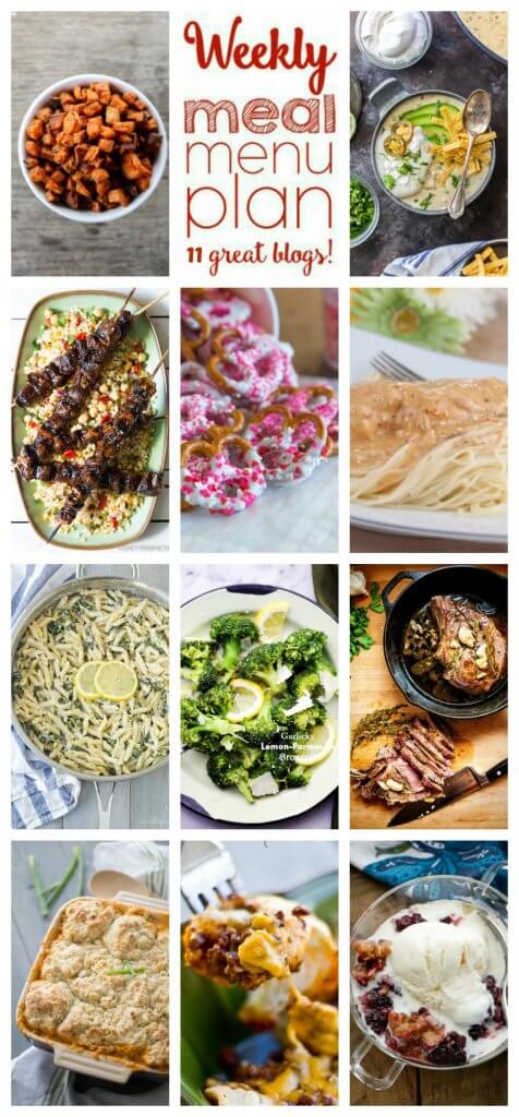 Weekly Meal Plan Week 82 – 11 great bloggers bringing you a full week of recipes including dinner, sides dishes, and desserts!