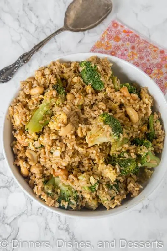 Nutty fried rice in a bowl
