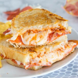 Pepperoni Pizza Grilled Cheese Sandwich - Take your favorite grilled cheese sandwich up a notch and make it taste like pepperoni pizza!