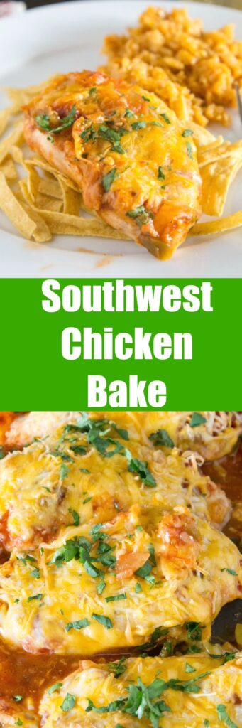Southwest Baked Chicken - a baked chicken recipe that is ready in no time, with tons of flavor. Just 4 ingredients and dinner is done!