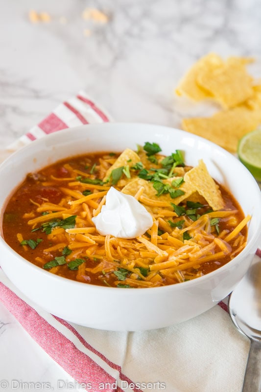 Taco soup in a bowl