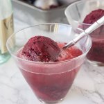 Black Cherry Sorbet - a slightly sweet, tangy and refreshing cherry sorbet. Served with prosecco or sweet sparkling wine for a fun grown up treat.