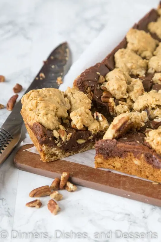 Fudge nut bars on a board